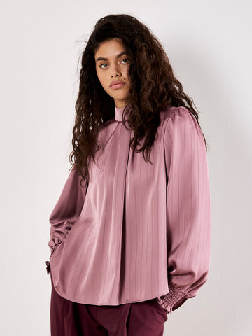 Self Stripe Tie Back Blouse